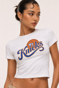 NY Knicks White Baby Tee |  Women's Baby Tee | Crop Top