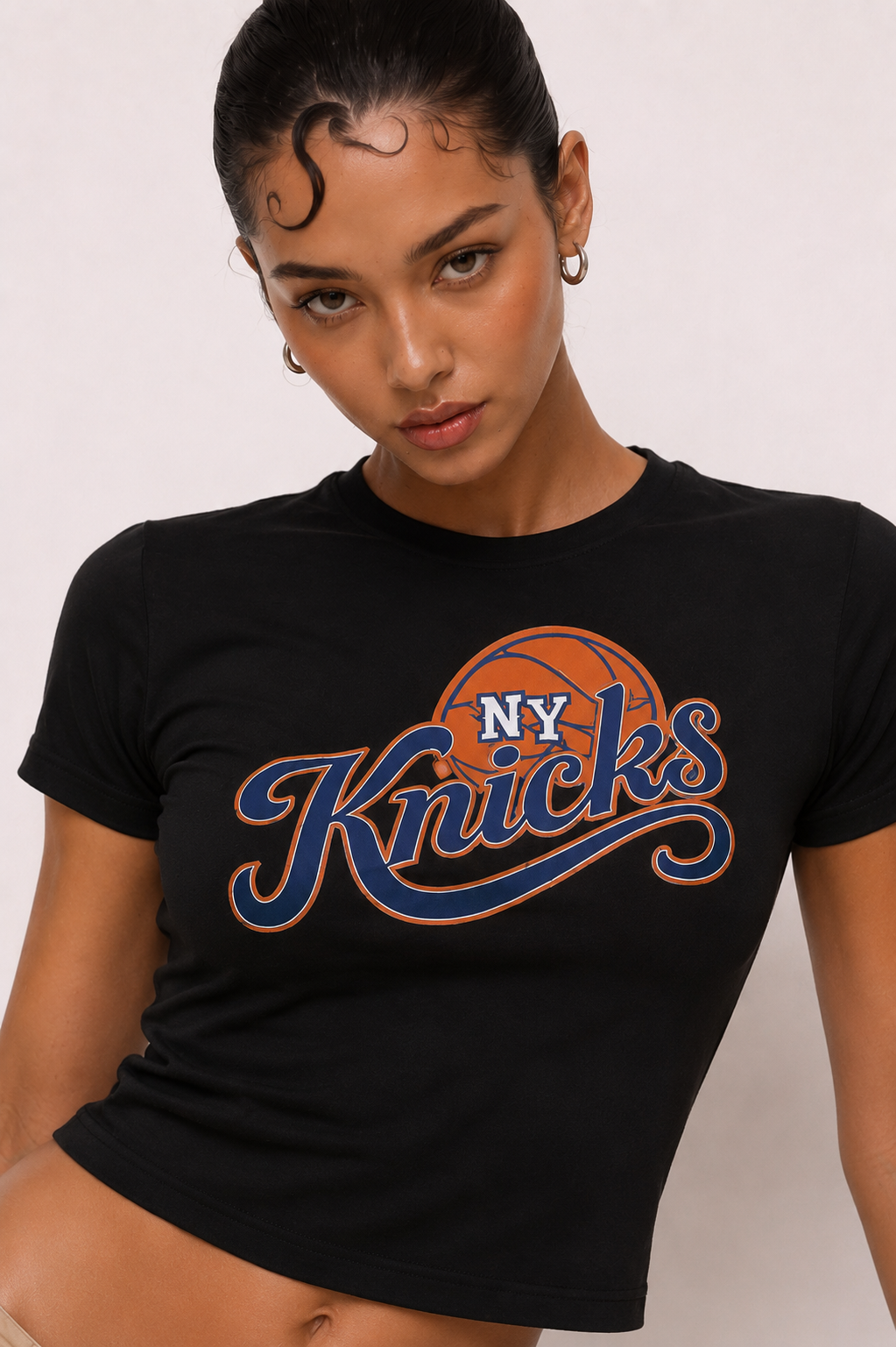 NY Knicks White Baby Tee |  Women's Baby Tee | Crop Top