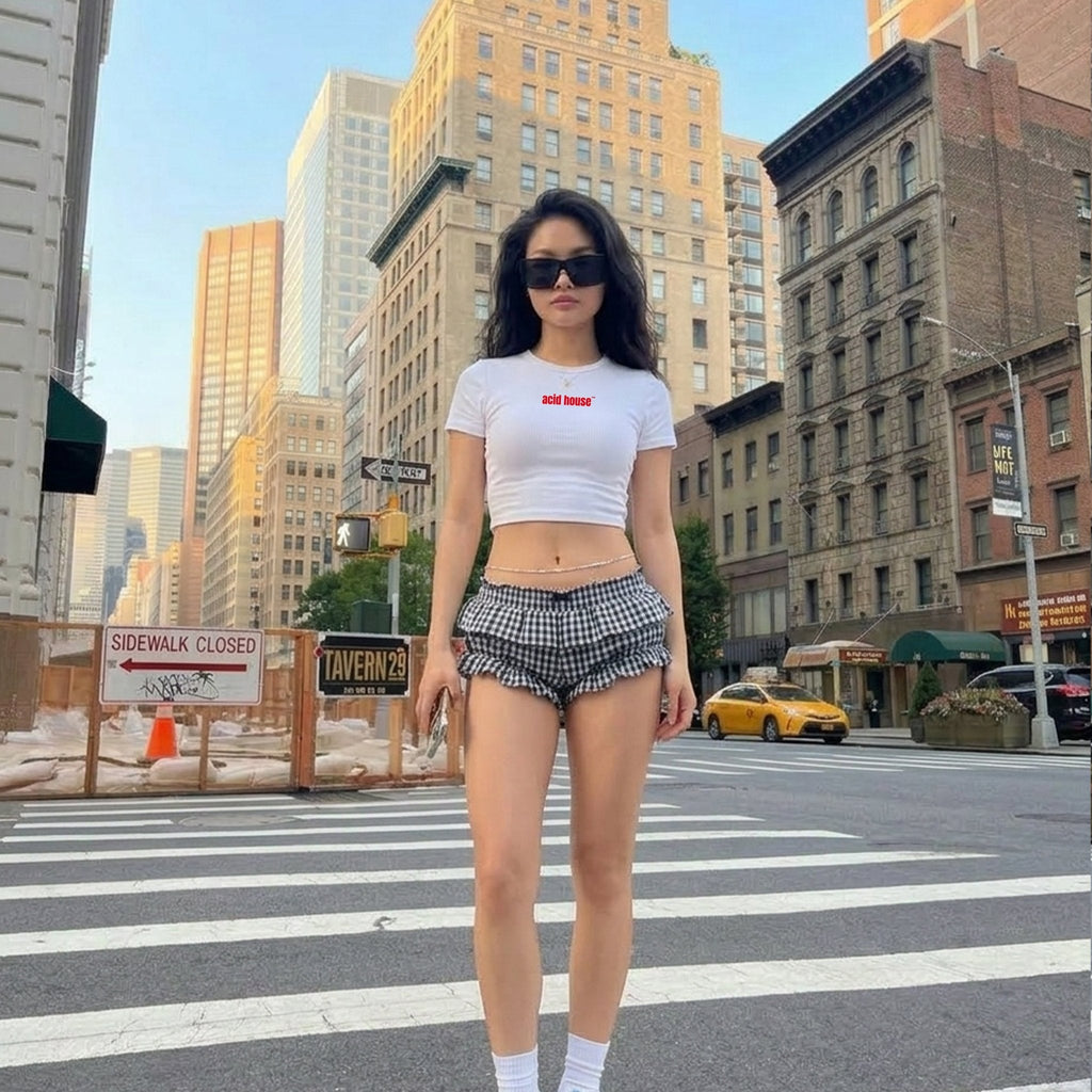303 Logo Baby Tee – White Fitted Crop Top for Women | physical by 303™ (formerly 303)