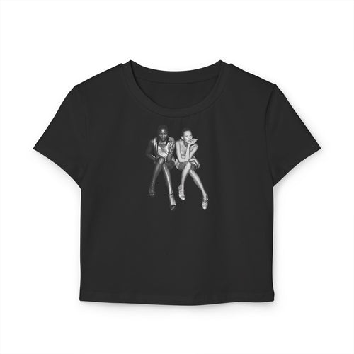 Black Baby Tee with Retro Model Graphic – Cropped Streetwear Top | physical by 303™ (formerly 303)