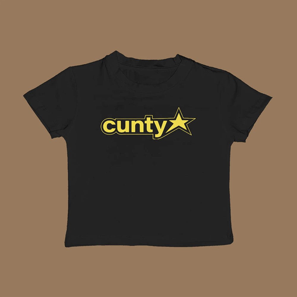 Bold Star Graphic Baby Tee Crop Top for Women – Black & White | physical by 303™ (formerly 303)