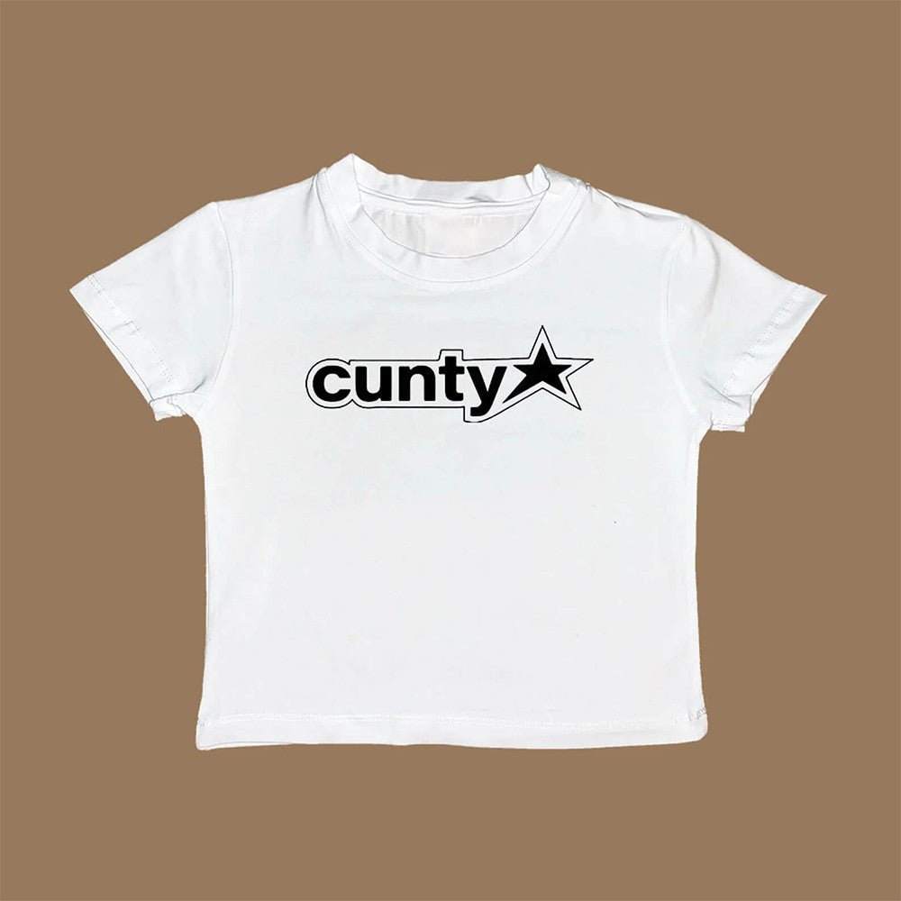 Bold Star Graphic Baby Tee Crop Top for Women – Black & White | physical by 303™ (formerly 303)