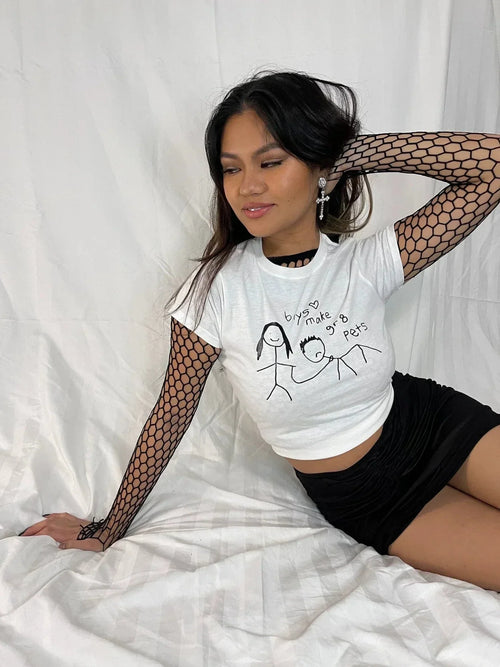 Boys Make Great Pets Baby Tee - Trendy Aesthetic Y2K T-Shirt for Gen Z Girls | physical by 303™ (formerly 303)