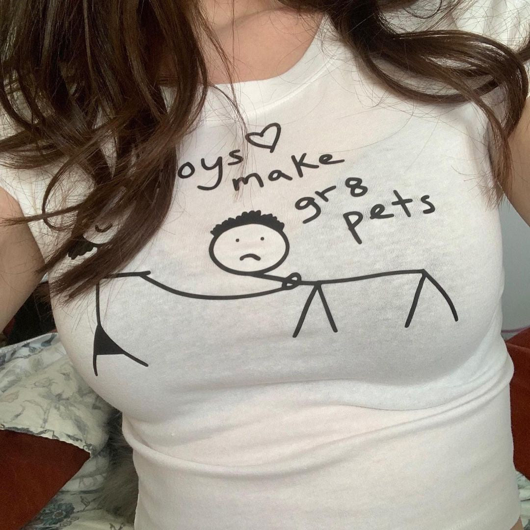 Boys Make Great Pets Baby Tee - Trendy Aesthetic Y2K T-Shirt for Gen Z Girls | physical by 303™ (formerly 303)