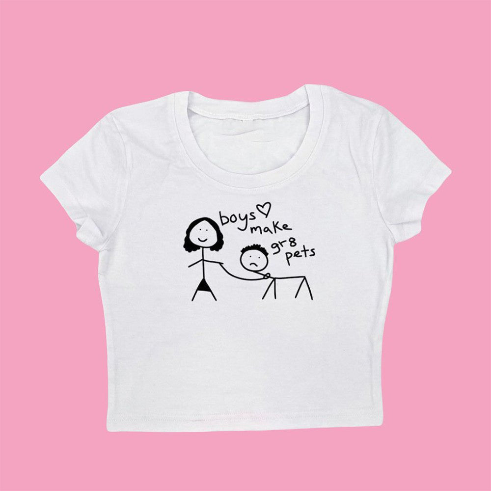 Boys Make Great Pets Baby Tee - Trendy Aesthetic Y2K T-Shirt for Gen Z Girls | physical by 303™ (formerly 303)