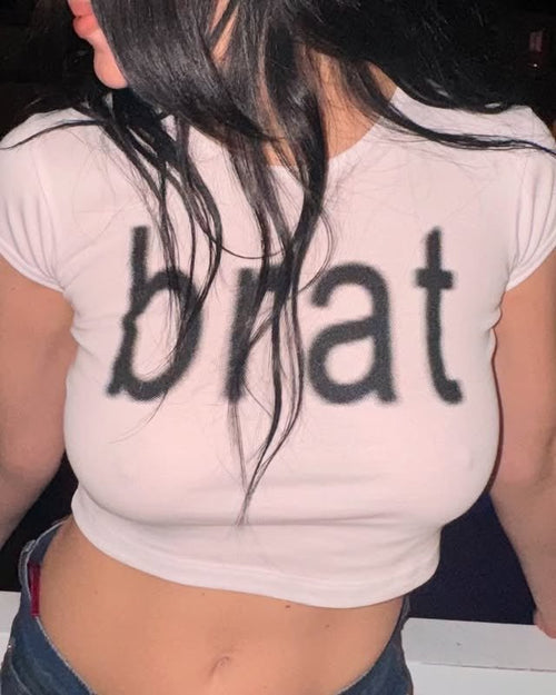 Brat White Baby Tee for Women - Aesthetic Cropped Y2K Graphic T-Shirt | physical by 303™ (formerly 303)