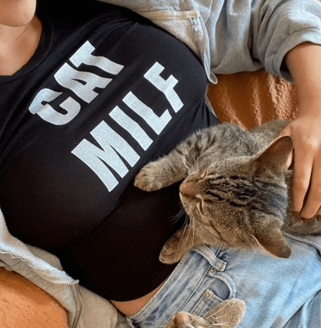 Cat MILF Printed Baby Tee for Women | Y2K Graphic Crop Top | Slim Fit Cotton T-Shirt | physical by 303™ (formerly 303)