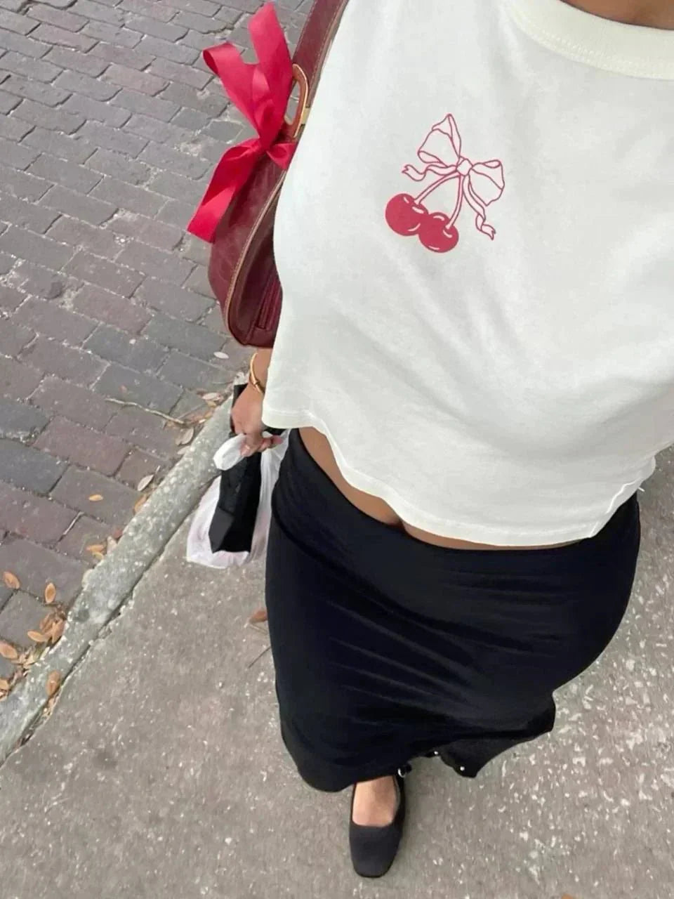 Cherry Baby Tee – White Aesthetic Crop Top | physical by 303™ (formerly 303)