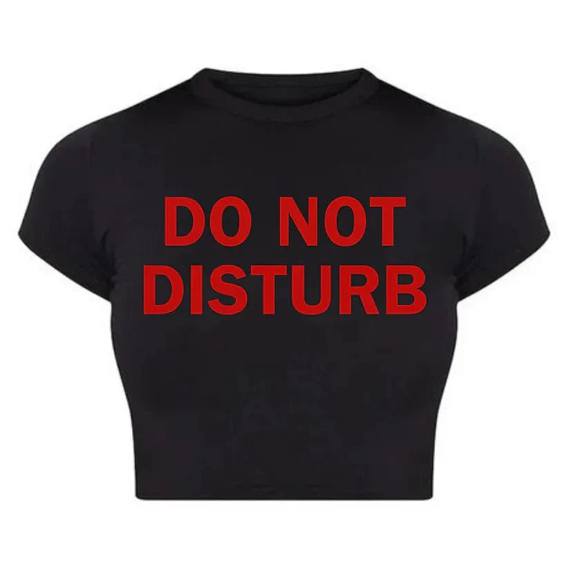 Do Not Disturb” Black Baby Tee Crop Top | physical by 303™ (formerly 303)