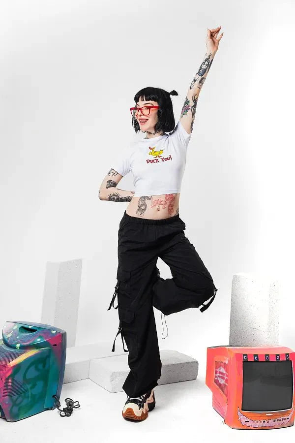 Duck You Baby Tee – Graphic Y2K Crop Top | 303 | physical by 303™ (formerly 303)