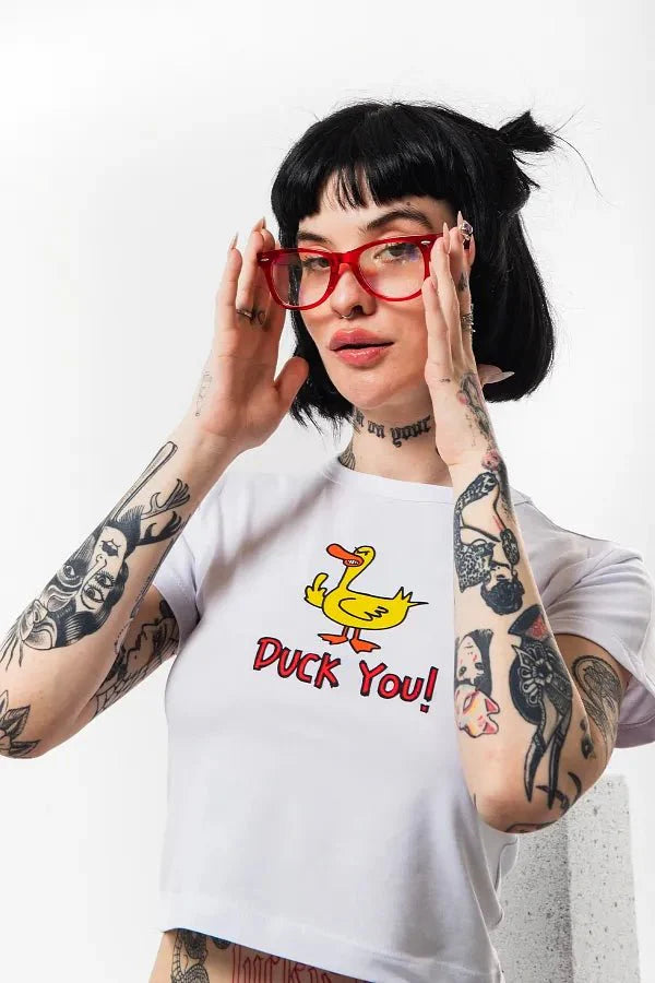 Duck You Baby Tee – Graphic Y2K Crop Top | 303 | physical by 303™ (formerly 303)