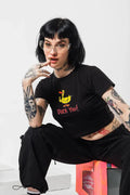 Duck You Graphic Baby Tee | Black Crop Top for Gen Z | physical by 303™ (formerly 303)