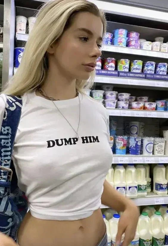DUMP HIM BABY TEE | WHITE CROP TOP | physical by 303™ (formerly 303)