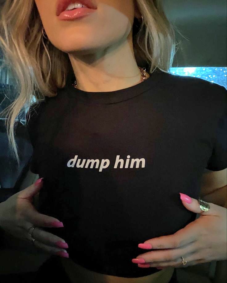 Dump Him Black Baby Tee for Women – Cropped Graphic T-Shirt | physical by 303™ (formerly 303)