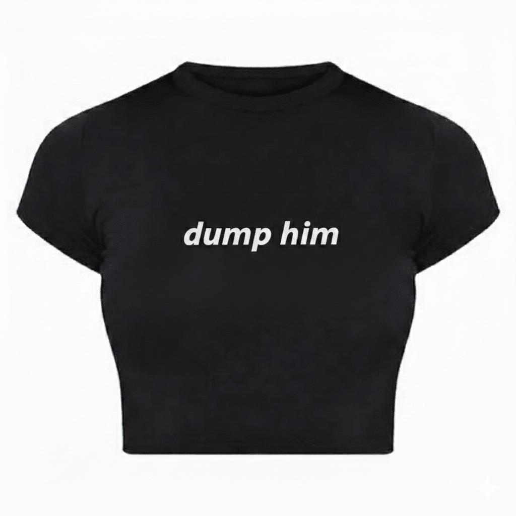 Dump Him Black Baby Tee for Women – Cropped Graphic T-Shirt | physical by 303™ (formerly 303)