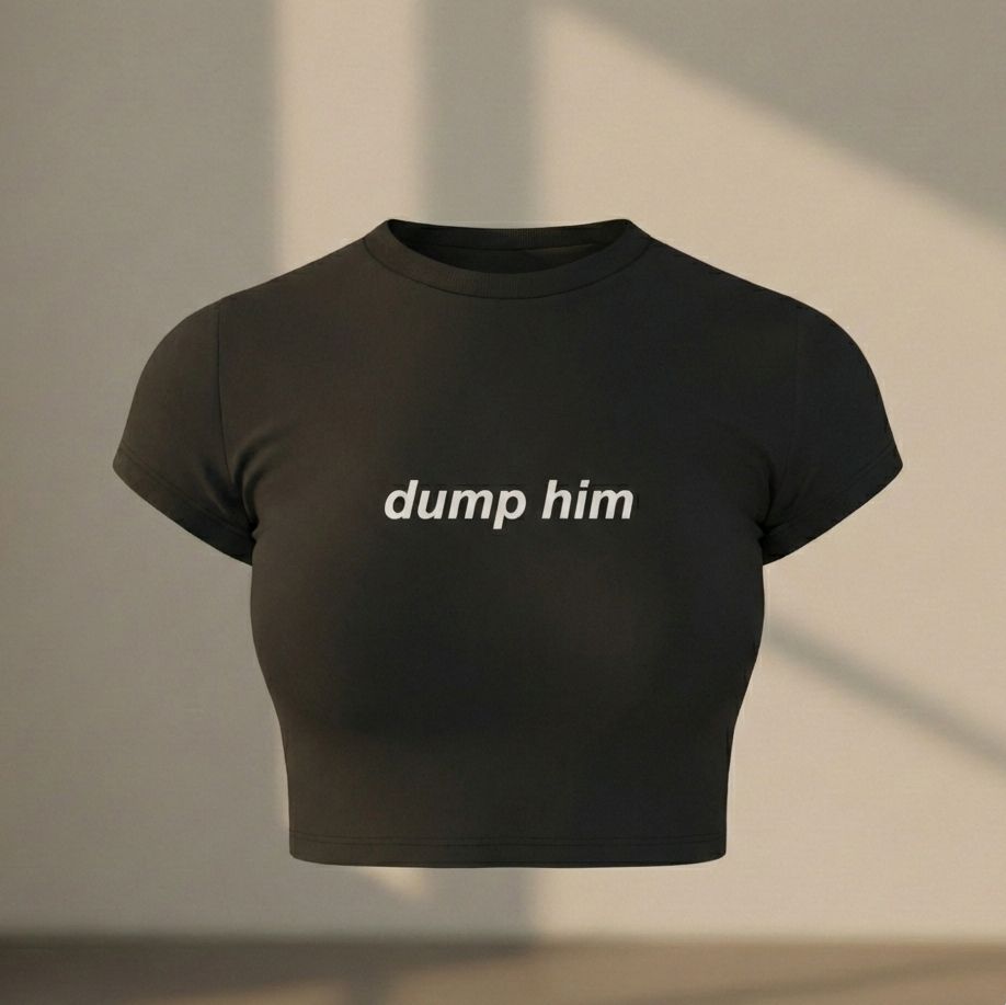 Dump Him Black Baby Tee for Women – Cropped Graphic T-Shirt | physical by 303™ (formerly 303)