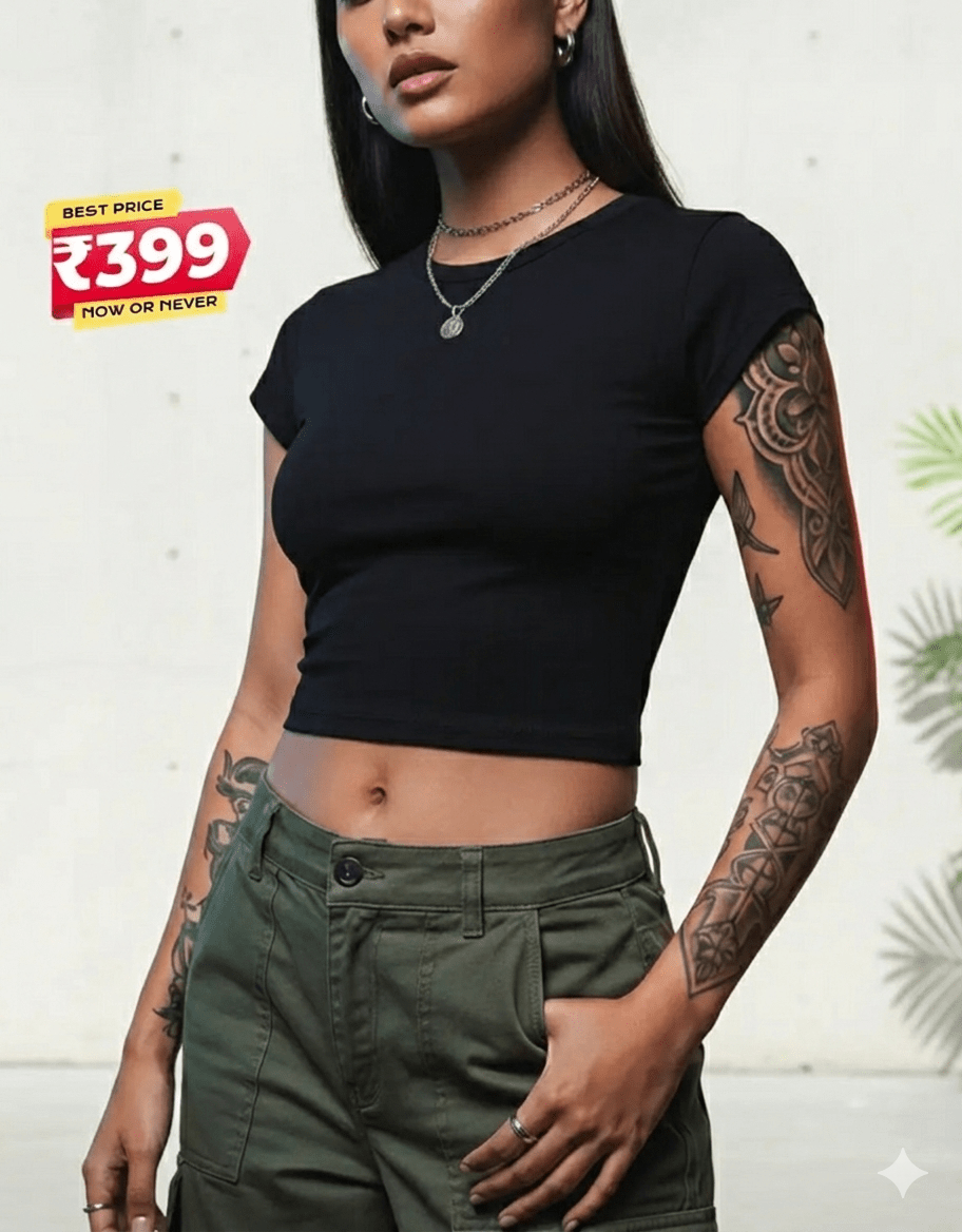 Essential Black Baby Tee | Slim - Fit Crop Top | physical by 303™ (formerly 303)