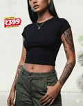 Essential Black Baby Tee | Slim - Fit Crop Top | physical by 303™ (formerly 303)
