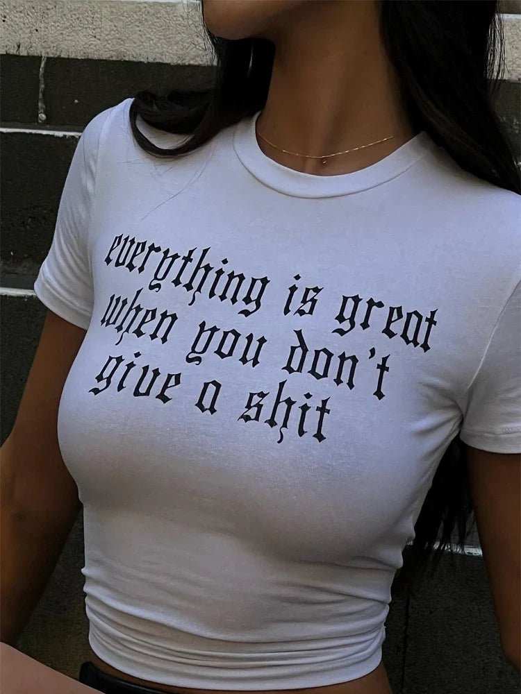Everything Is Great Graphic Baby Tee for Women – White Cotton Crop Top | physical by 303™ (formerly 303)
