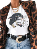 Feral Panther Graphic Baby Tee for Women – White Cropped Cotton Top | physical by 303™ (formerly 303)