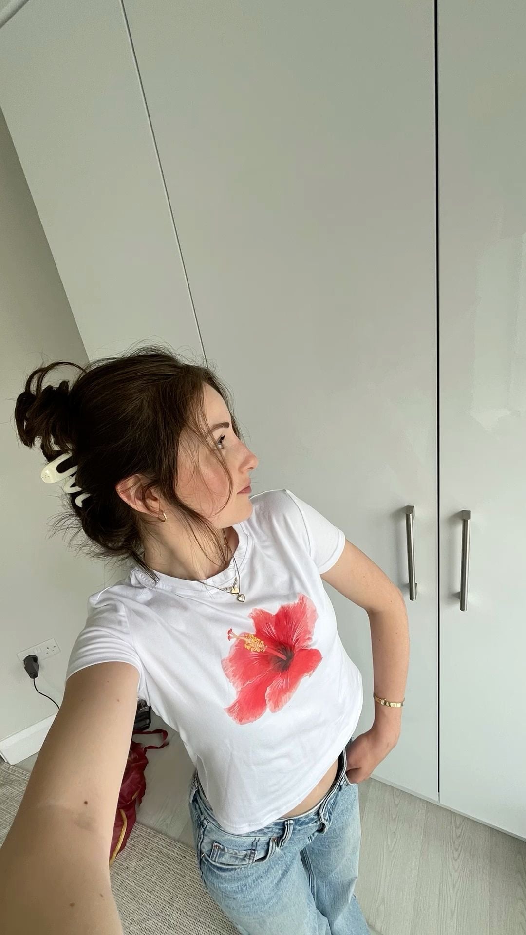 Floral Bloom Baby Tee – Trendy Graphic Crop Top Color white | physical by 303™ (formerly 303)
