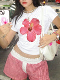 Floral Bloom Baby Tee – Trendy Graphic Crop Top Color white | physical by 303™ (formerly 303)