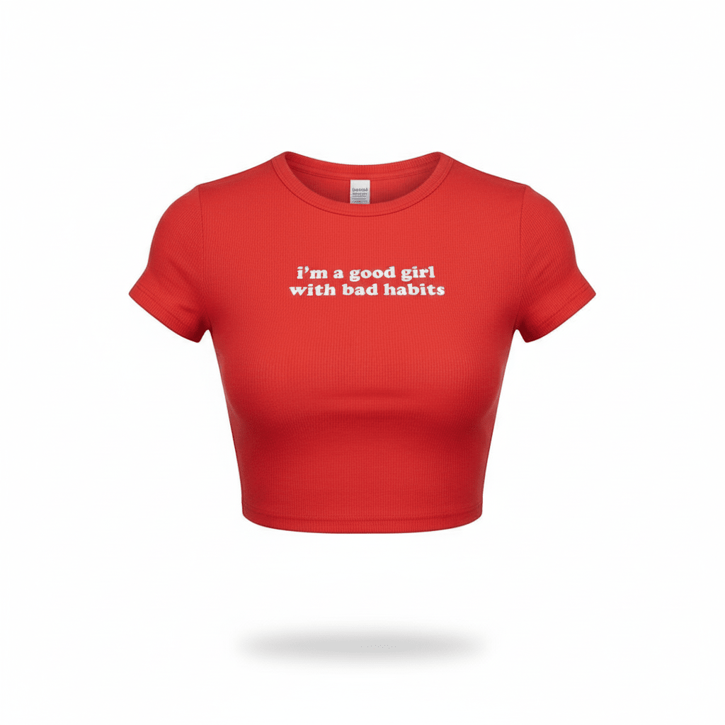 Good Girl with Bad Habits Red Crop Top – Women’s Bold Streetwear Baby Tee | physical by 303™ (formerly 303)