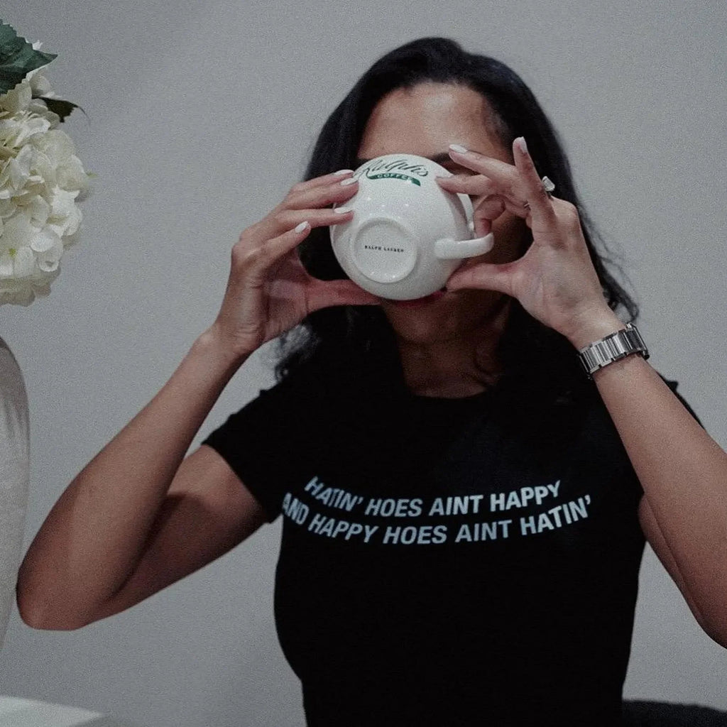 Hatin’ Hoes Ain’t Happy Women’s Baby Tee – Slim Fit Graphic Crop Top | physical by 303™ (formerly 303)
