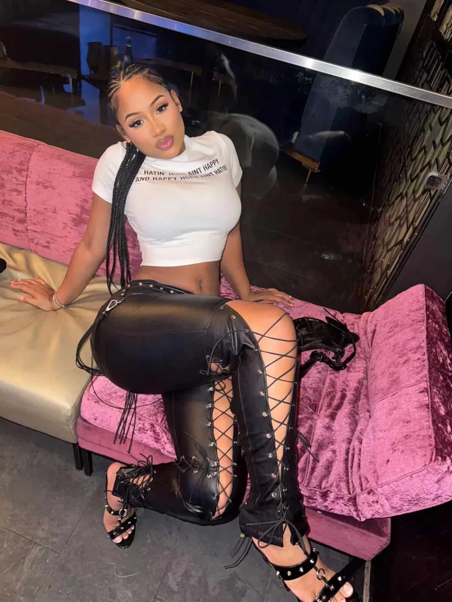 Hatin’ Hoes Ain’t Happy Women’s Baby Tee – Slim Fit Graphic Crop Top | physical by 303™ (formerly 303)