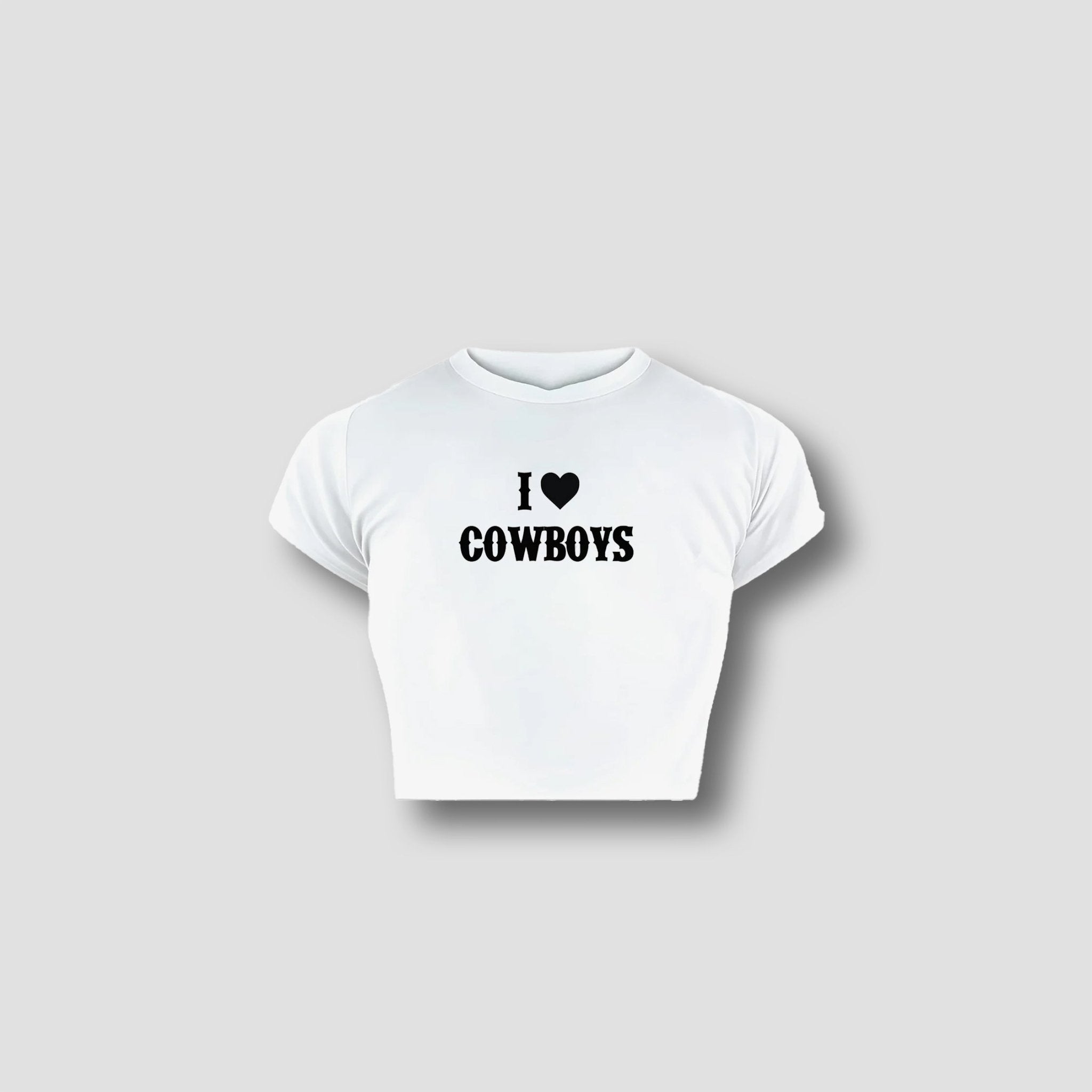 I Love Cowboys Women’s White Baby Tee – Western Style Crop Top | physical by 303™ (formerly 303)
