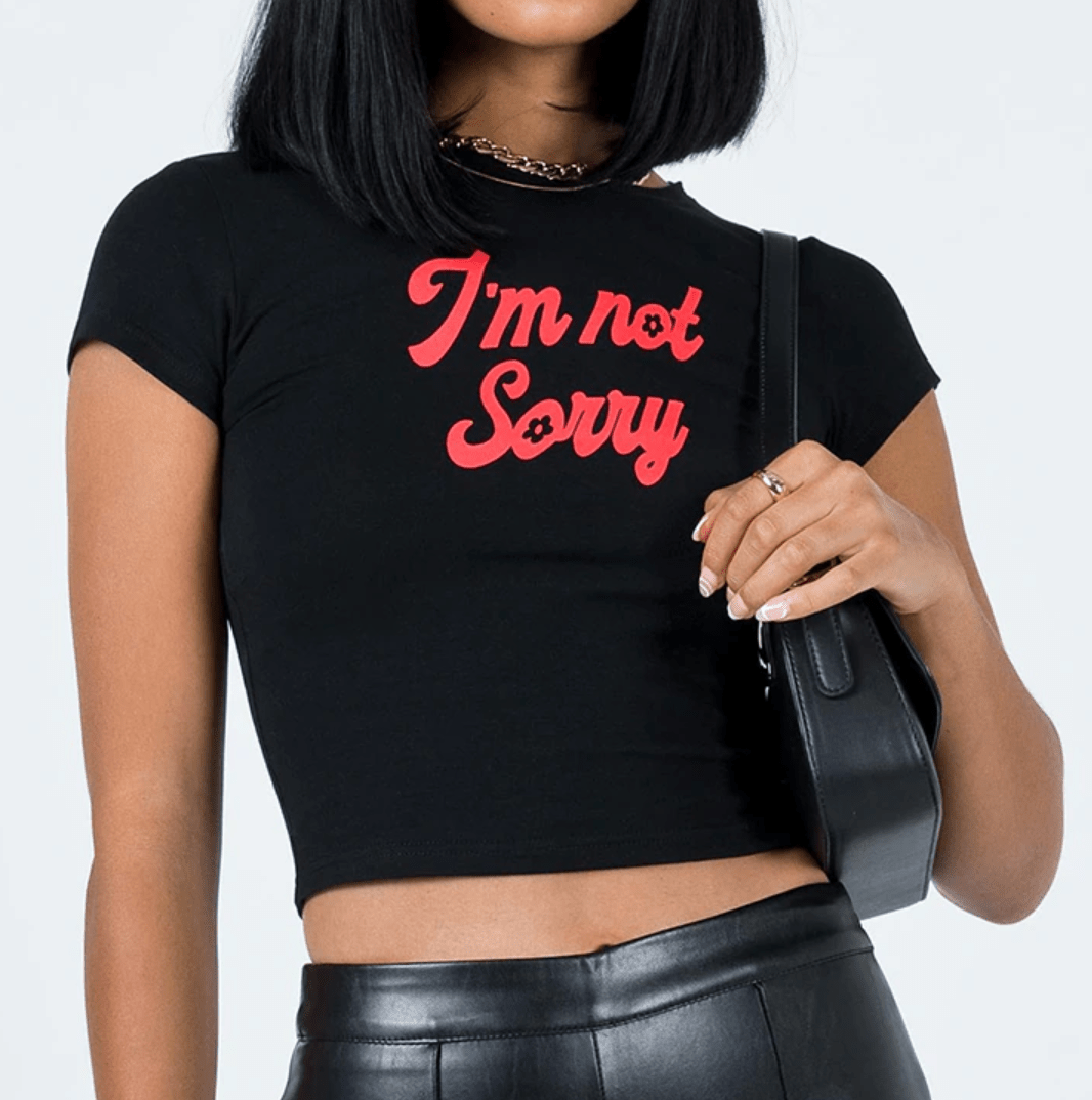 I’m Not Sorry Black Baby Tee for Women | physical by 303™ (formerly 303)