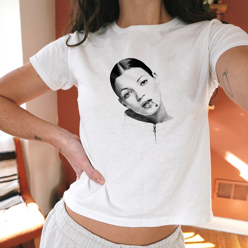 Kate Moss Graphic Crop Top – 90s Aesthetic Baby Tee for Women | physical by 303™ (formerly 303)