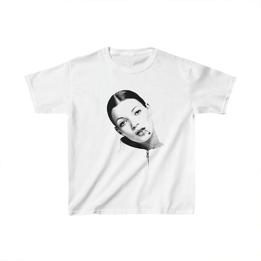 Kate Moss Graphic Crop Top – 90s Aesthetic Baby Tee for Women | physical by 303™ (formerly 303)