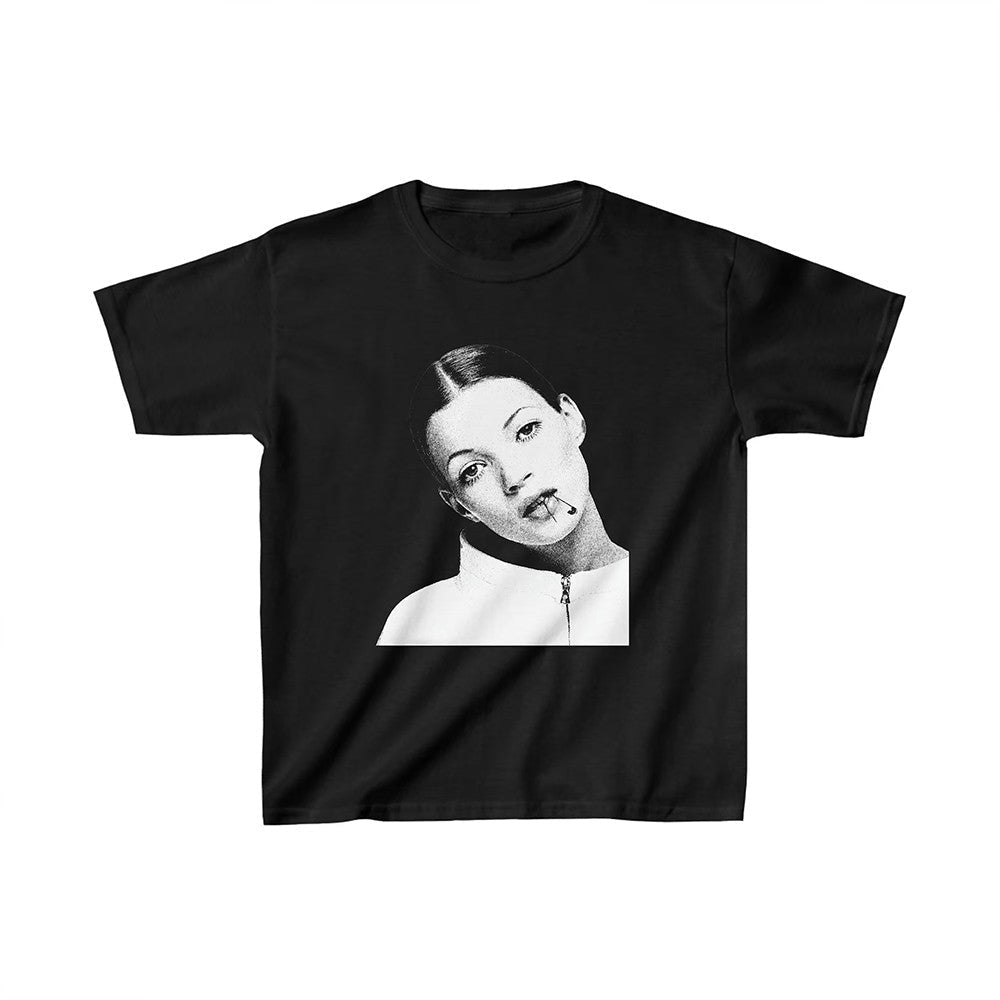 Kate Moss Graphic Crop Top – 90s Aesthetic Baby Tee for Women | physical by 303™ (formerly 303)