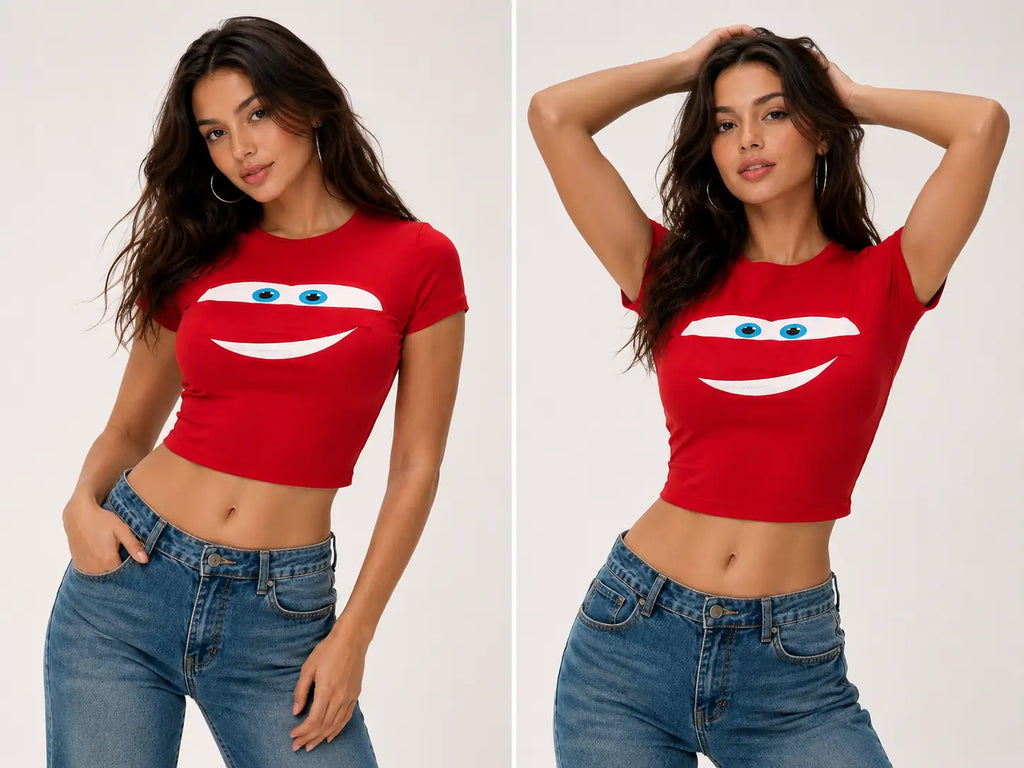 Lightning McQueen Inspired Red Baby Tee for Women | Y2K Fitted Crop Top