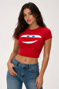Lightning McQueen Inspired Red Baby Tee for Women | Y2K Fitted Crop Top