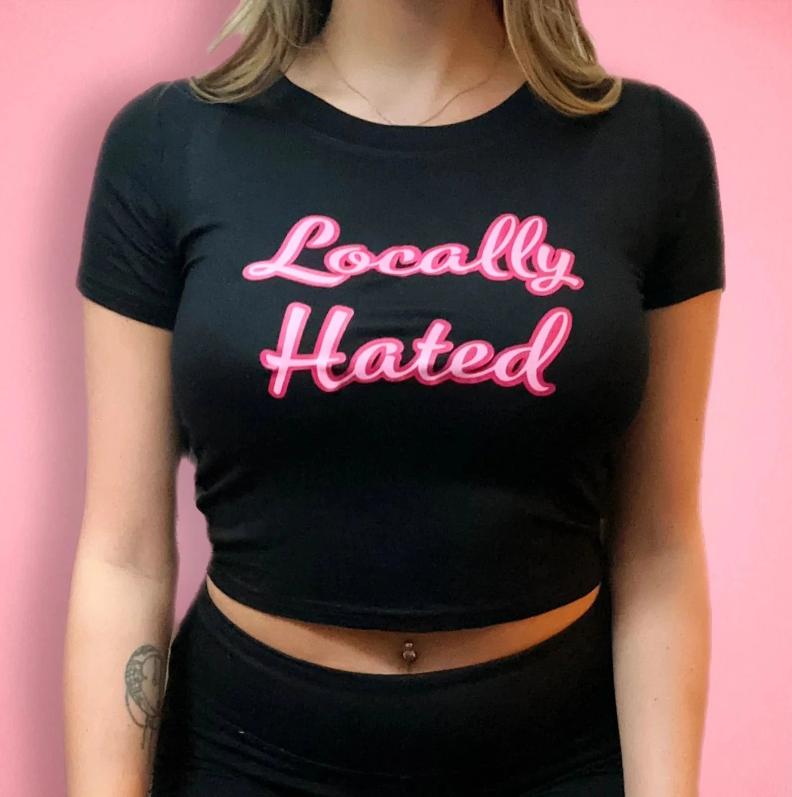 Locally Hated Women’s Baby Tee – Slim Fit Y2K Graphic Crop Top | physical by 303™ (formerly 303)