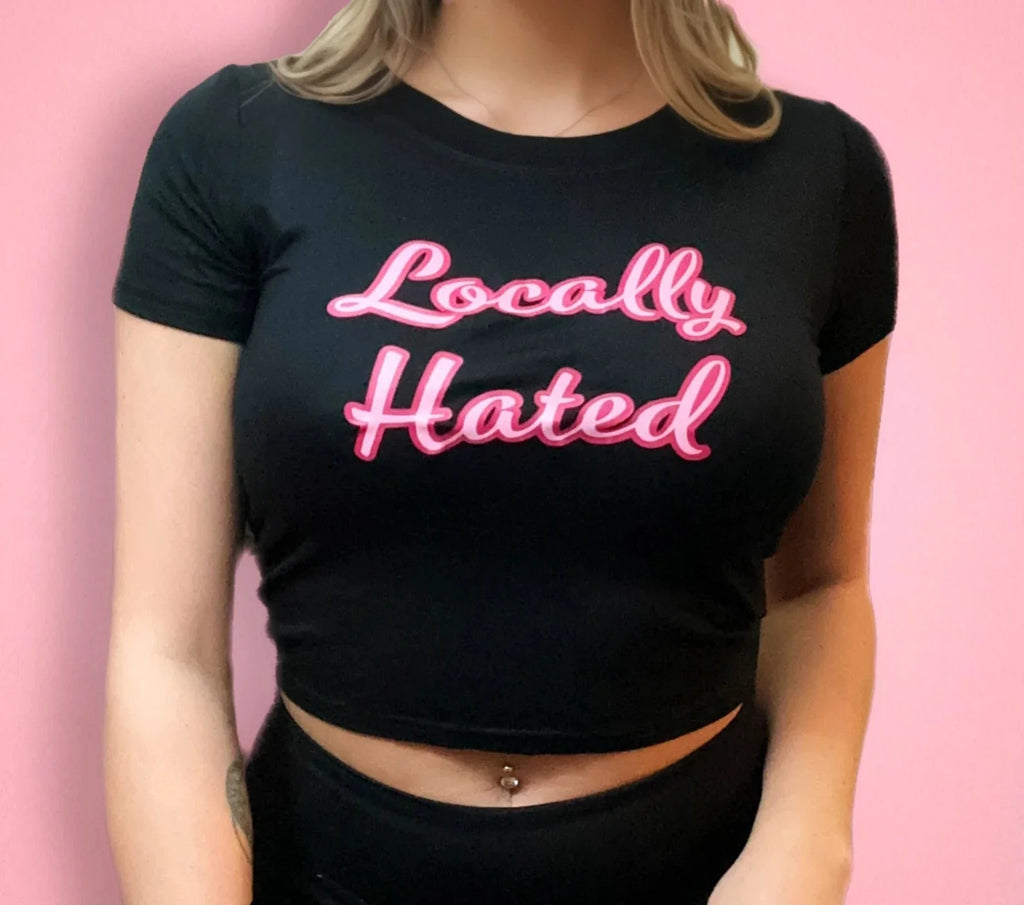 Locally Hated Women’s Baby Tee – Slim Fit Y2K Graphic Crop Top | physical by 303™ (formerly 303)