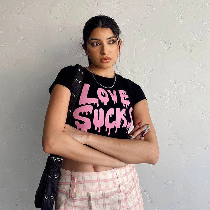 Love Sucks Black Baby Tee | Crop Top | physical by 303™ (formerly 303)