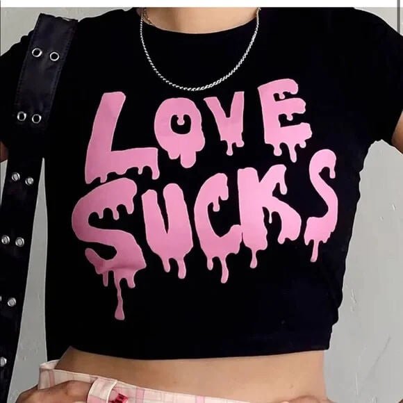 Love Sucks Black Baby Tee | Crop Top | physical by 303™ (formerly 303)