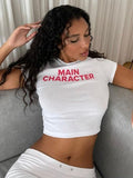 Main Character Baby Tee Crop Top for Women – White Aesthetic Y2K Streetwear Top | physical by 303™ (formerly 303)