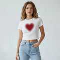 Minimal Red Heart Crop Top Baby Tee | Soft Cotton Fitted T-Shirt for Women – 303 | physical by 303™ (formerly 303)