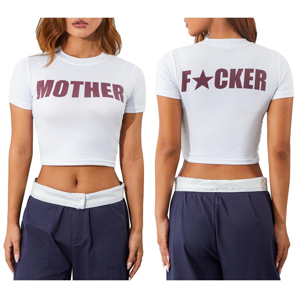 Mother Baby Tee for Women – White Graphic Crop Top Y2K Aesthetic | physical by 303™ (formerly 303)