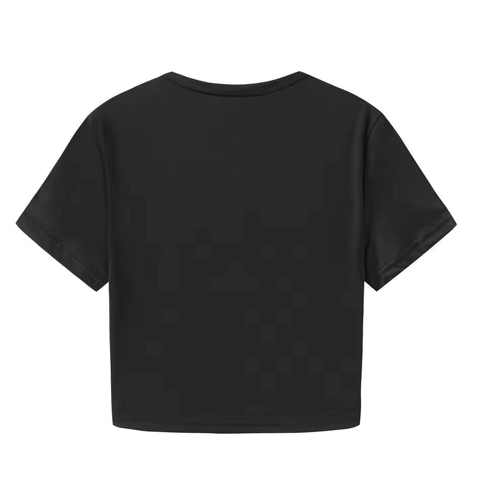 Muah! Black Baby Tee – Trendy Cropped T-Shirt with Lip Print Color Black | physical by 303™ (formerly 303)