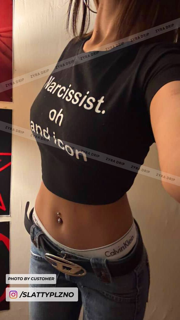 Narcissist Oh and Icon Baby Tee – Black Crop Top | physical by 303™ (formerly 303)