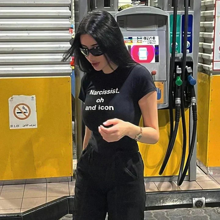 Narcissist Oh and Icon Baby Tee – Black Crop Top | physical by 303™ (formerly 303)