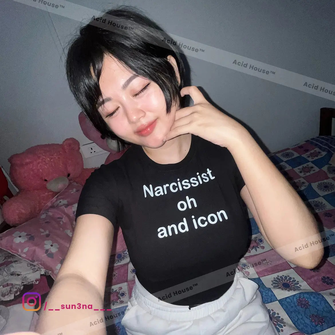 Narcissist Oh and Icon Baby Tee – Black Crop Top