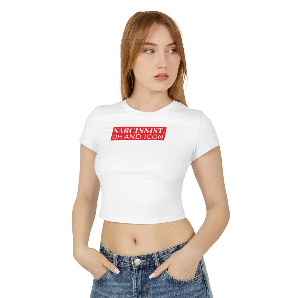 Narcissist Oh and Icon Baby Tee – White Crop Top | Baby Tee for women | physical by 303™ (formerly 303)