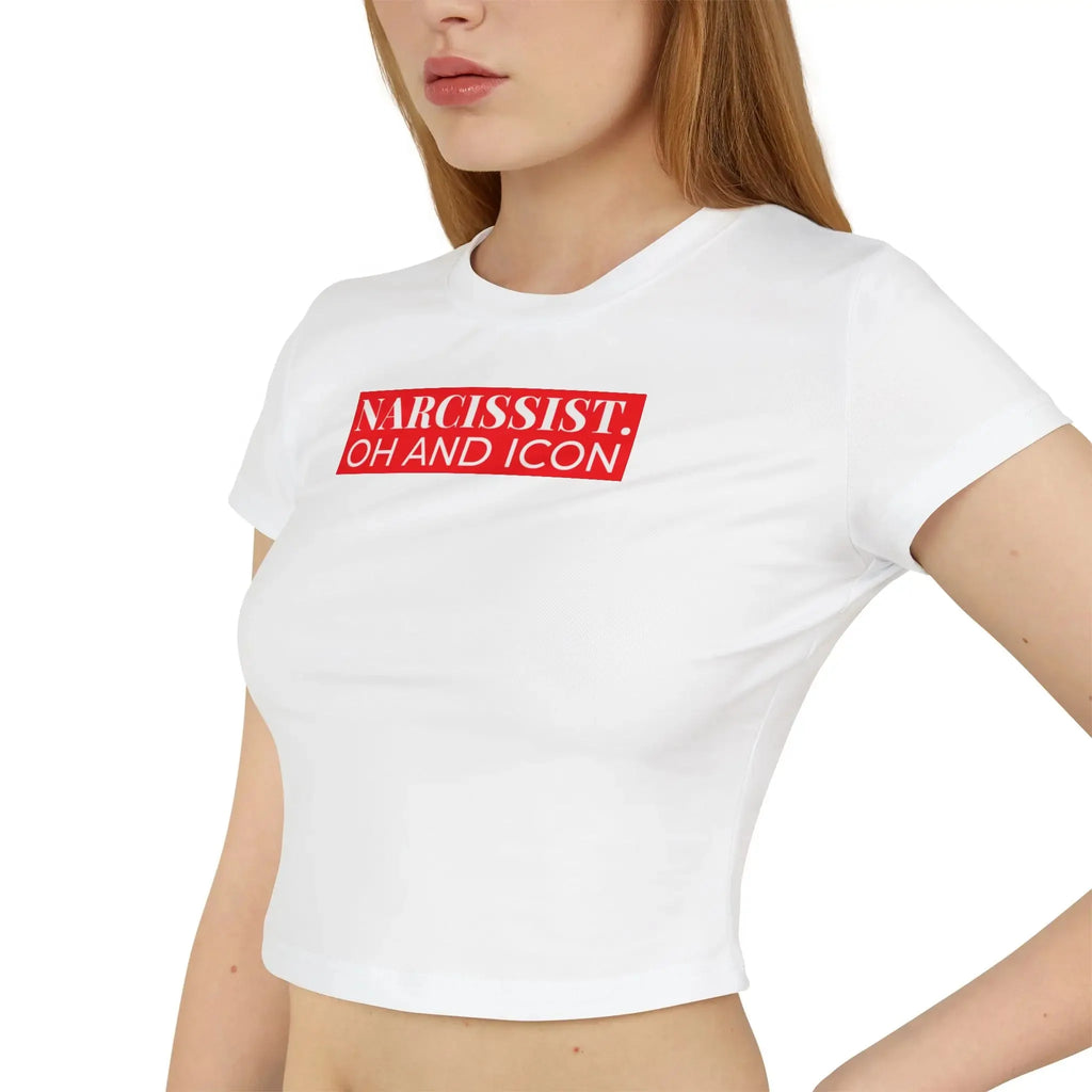 Narcissist Oh and Icon Baby Tee – White Crop Top | Baby Tee for women | physical by 303™ (formerly 303)