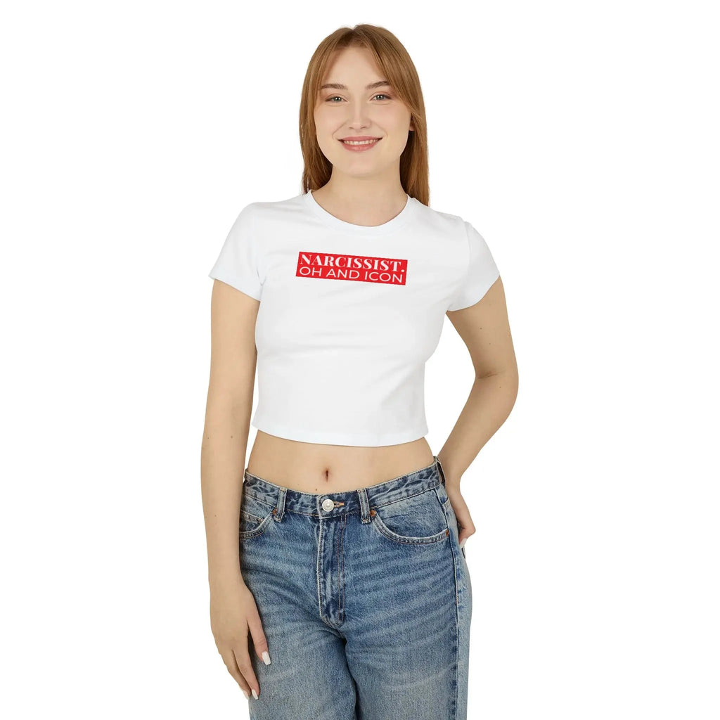 Narcissist Oh and Icon Baby Tee – White Crop Top | Baby Tee for women | physical by 303™ (formerly 303)